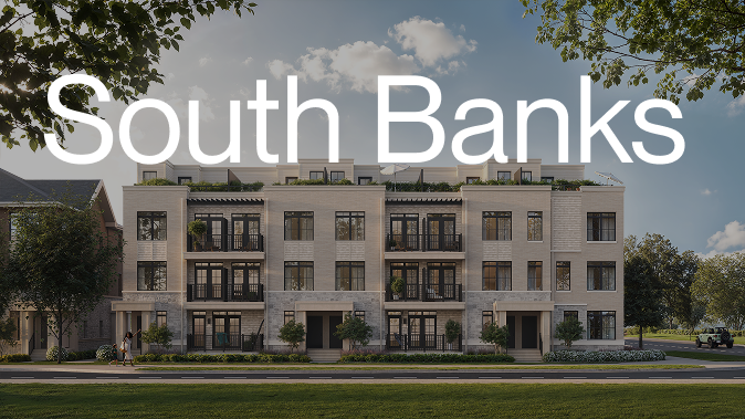 South Banks Towns is a new collection of coastal-inspired townhomes coming to Lakeview Village in Mississauga